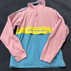 Odd Future Jacket Mens Medium Pink Blue Yellow Hooded Colorblock Windbreaker
